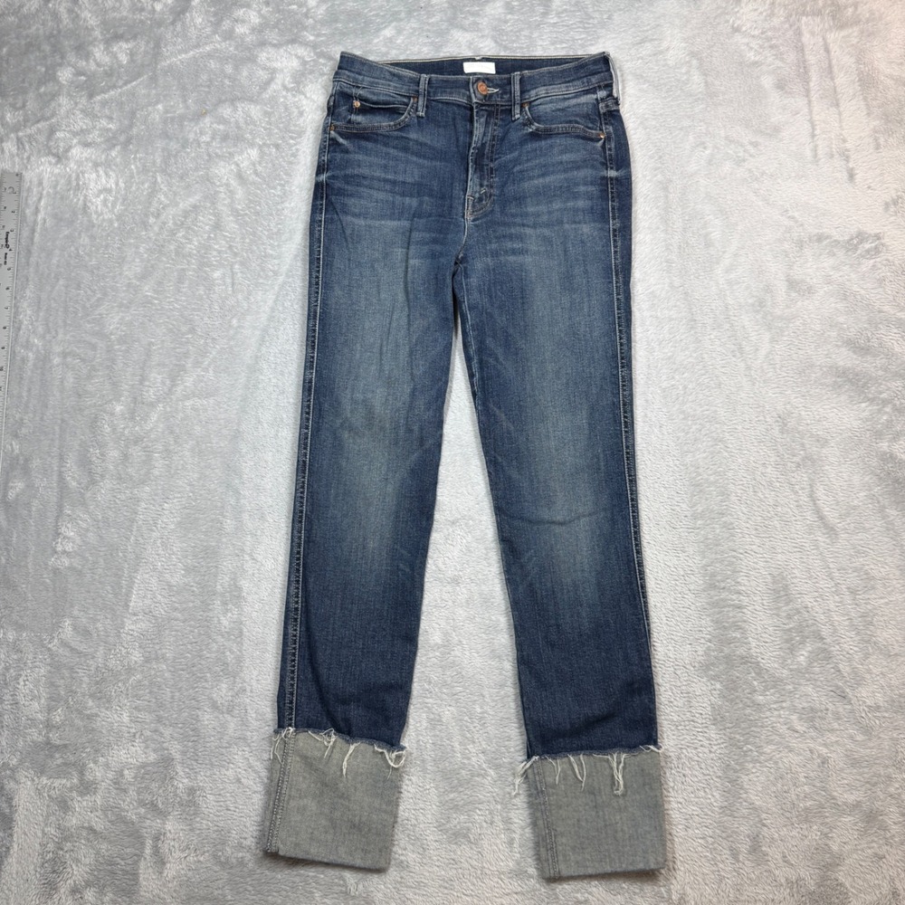 MOTHER The Pony Boy Ankle Fray Jeans Womens 27 (Fits 28) Blue Bake Sale Brawl